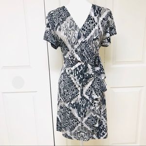 😎 Alfani Python Print Faux-Wrap Dress in Bla…